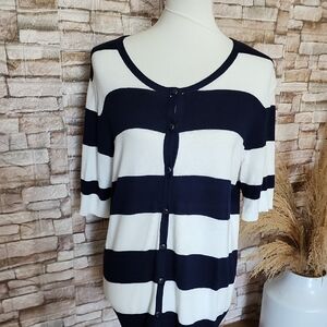 7 Th Avenue New York Company Striped Blue And White Women's Sweater